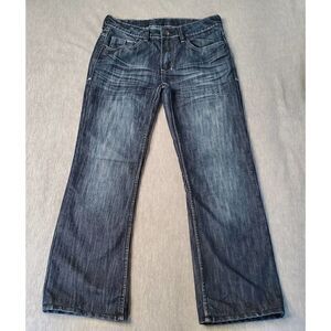 Buffalo Jeans Mens 30x27 Blue Dark Wash Straight Leg Denim